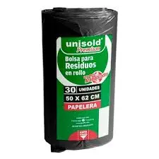 Bolsas rollo UNISOLD PREMIUM p/papelera 50x60cm x30 Un